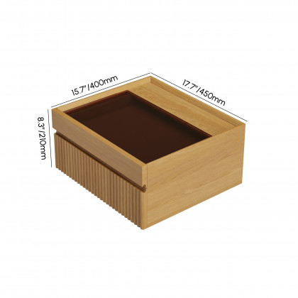 HMR Modern Floating Nightstand with Glass Top & Jewelry Storage Bedside Table - Natural, Single