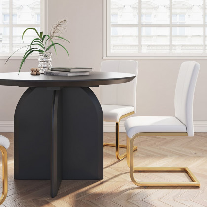 HMR Modern Wood Round Dining Table - Black, 39.4 (Seats 2-4 People)