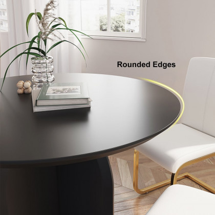 HMR Modern Wood Round Dining Table - Black, 39.4 (Seats 2-4 People)