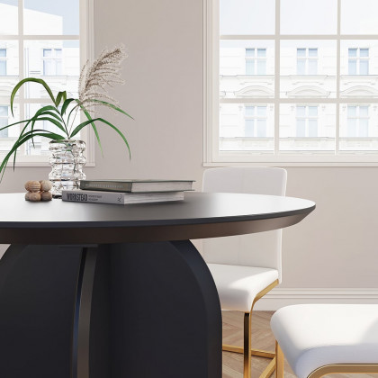 HMR Modern Wood Round Dining Table - Black, 39.4 (Seats 2-4 People)