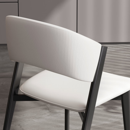 HMR - Set of 2 Performance Leather Upholstery Dining Chairs Off White
