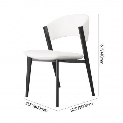 HMR - Set of 2 Performance Leather Upholstery Dining Chairs Off White