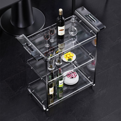 HMR - 27.6" Modern Acrylic Bar Cart with Handles