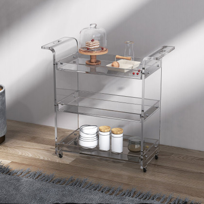 HMR - 27.6" Modern Acrylic Bar Cart with Handles