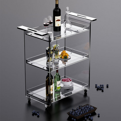 HMR - 27.6" Modern Acrylic Bar Cart with Handles