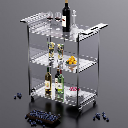 HMR - 27.6" Modern Acrylic Bar Cart with Handles