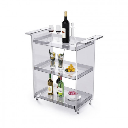 HMR - 27.6" Modern Acrylic Bar Cart with Handles