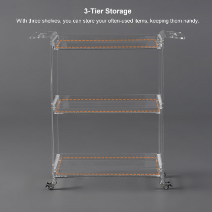 HMR - 27.6" Modern Acrylic Bar Cart with Handles