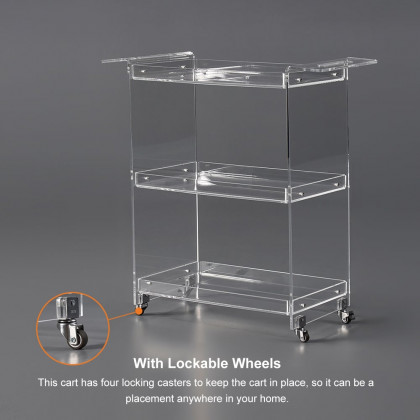 HMR - 27.6" Modern Acrylic Bar Cart with Handles