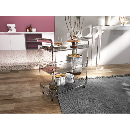 HMR - 27.6" Modern Acrylic Bar Cart with Handles