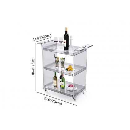 HMR - 27.6" Modern Acrylic Bar Cart with Handles
