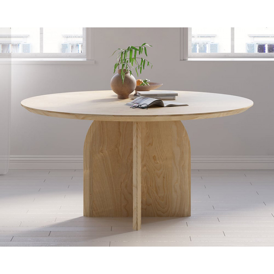 HMR Modern Wood Round Dining Table - Natural, 53.1" (Seats 4-6 People)