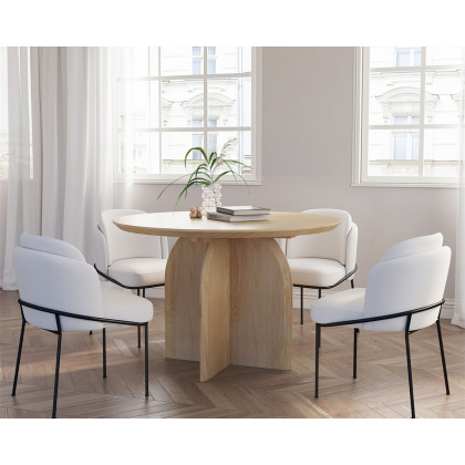 HMR Modern Wood Round Dining Table - Natural, 53.1" (Seats 4-6 People)