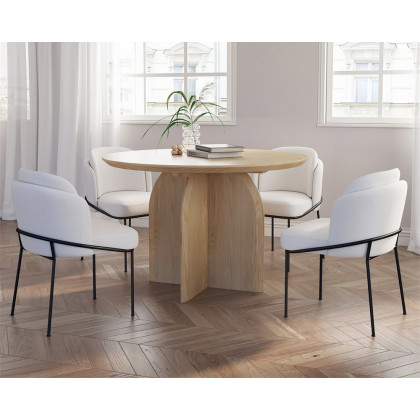 HMR Modern Wood Round Dining Table - Natural, 53.1" (Seats 4-6 People)