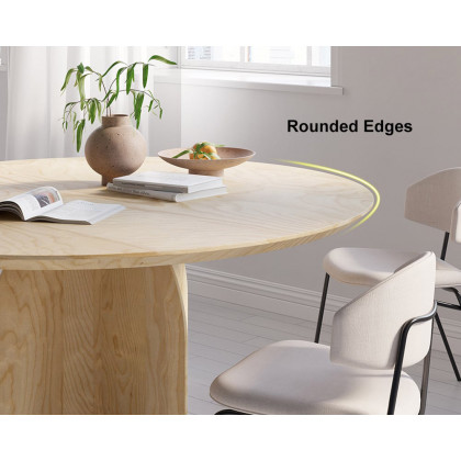 HMR Modern Wood Round Dining Table - Natural, 53.1" (Seats 4-6 People)