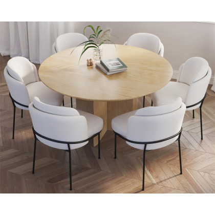HMR Modern Wood Round Dining Table - Natural, 53.1" (Seats 4-6 People)
