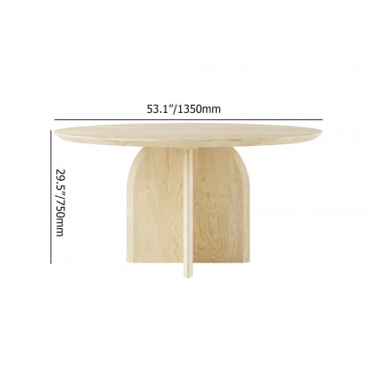 HMR Modern Wood Round Dining Table - Natural, 53.1" (Seats 4-6 People)