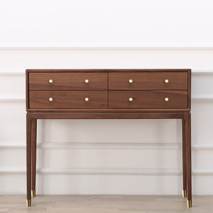 HMR - 39" Mid Century Modern Console Table with Storage Walnut Wood Entryway Table 4 Drawers