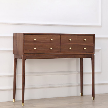HMR - 39" Mid Century Modern Console Table with Storage Walnut Wood Entryway Table 4 Drawers