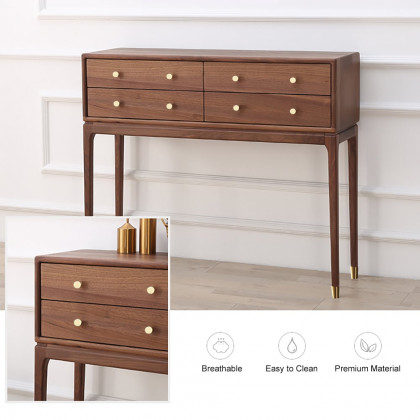 HMR - 39" Mid Century Modern Console Table with Storage Walnut Wood Entryway Table 4 Drawers