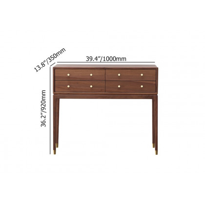 HMR - 39" Mid Century Modern Console Table with Storage Walnut Wood Entryway Table 4 Drawers