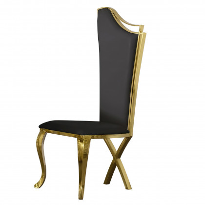 HMR Affordable Luxury Modern Dining Chairs with PU Leather Upholstery (Set of 2) - Black/Gold