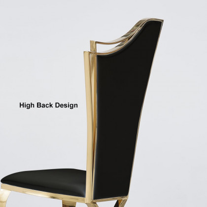 HMR Affordable Luxury Modern Dining Chairs with PU Leather Upholstery (Set of 2) - Black/Gold