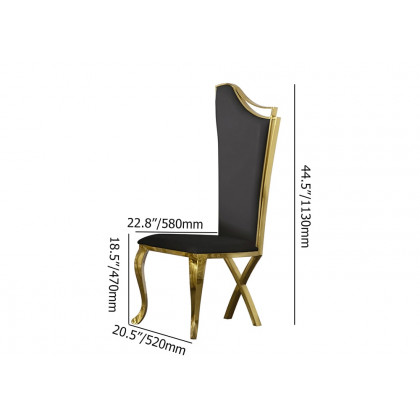 HMR Affordable Luxury Modern Dining Chairs with PU Leather Upholstery (Set of 2) - Black/Gold