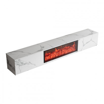 HMR Electric Fireplace TV Stand with 2 Drawers - White, MDF, 70.9"W×15.4"D×15.4"H