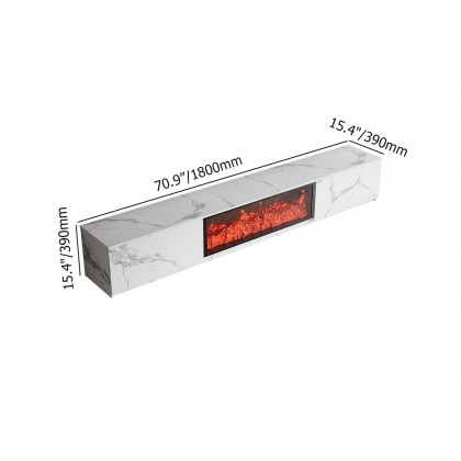 HMR Electric Fireplace TV Stand with 2 Drawers - White, MDF, 70.9"W×15.4"D×15.4"H