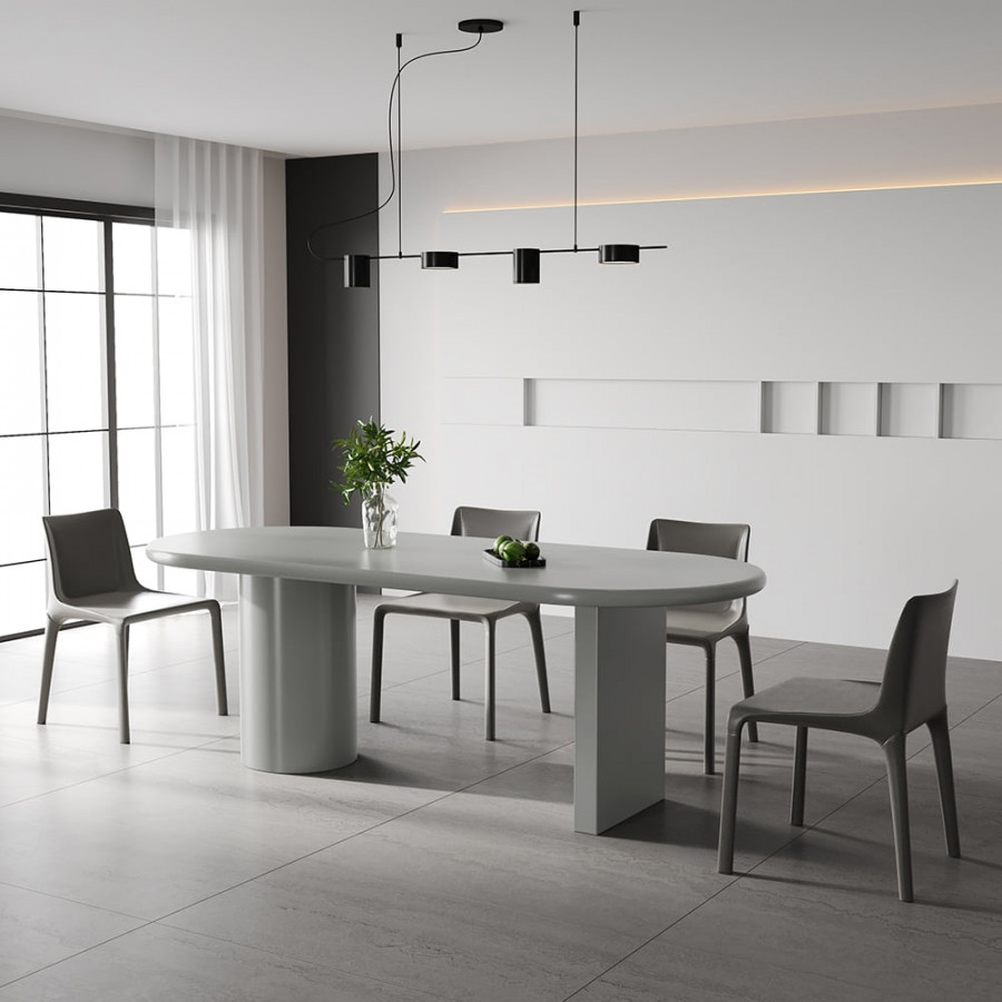 HMR - 78.7" Modern Oval Wood Dining Table Seats 6-8 People