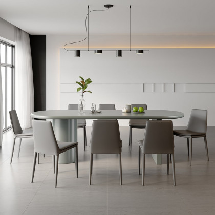 HMR - 78.7" Modern Oval Wood Dining Table Seats 6-8 People