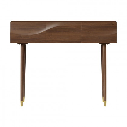 HMR - Lake Mid Century Walnut Console with 3 Drawers Solid Wood Entryway Table with Storage