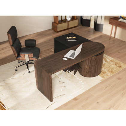 HMR - Lake Mid Century Walnut Console with 3 Drawers Solid Wood Entryway Table with Storage