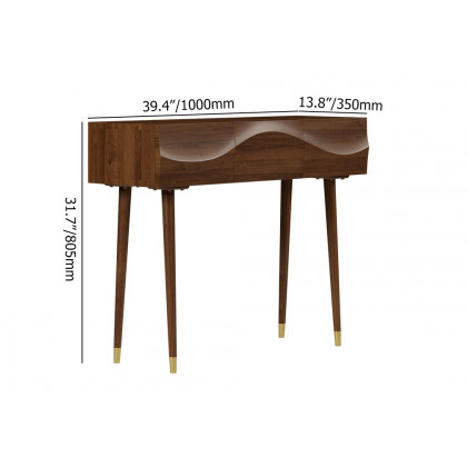HMR - Lake Mid Century Walnut Console with 3 Drawers Solid Wood Entryway Table with Storage