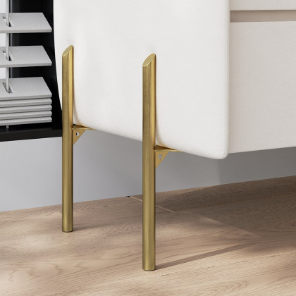 HMR - Modern White 2 Drawer Leather Nightstand Bedside Table with Glass Top