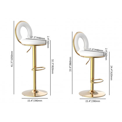 HMR - Set of 2 Modern Adjustable Swivel Velvet Bar Stools or Counter Stools with Upholstery