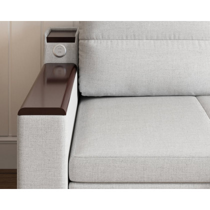 HMR 83" King 3-Seater Sleeper Sofa with Trundle & USB Port - Light Gray, Linen