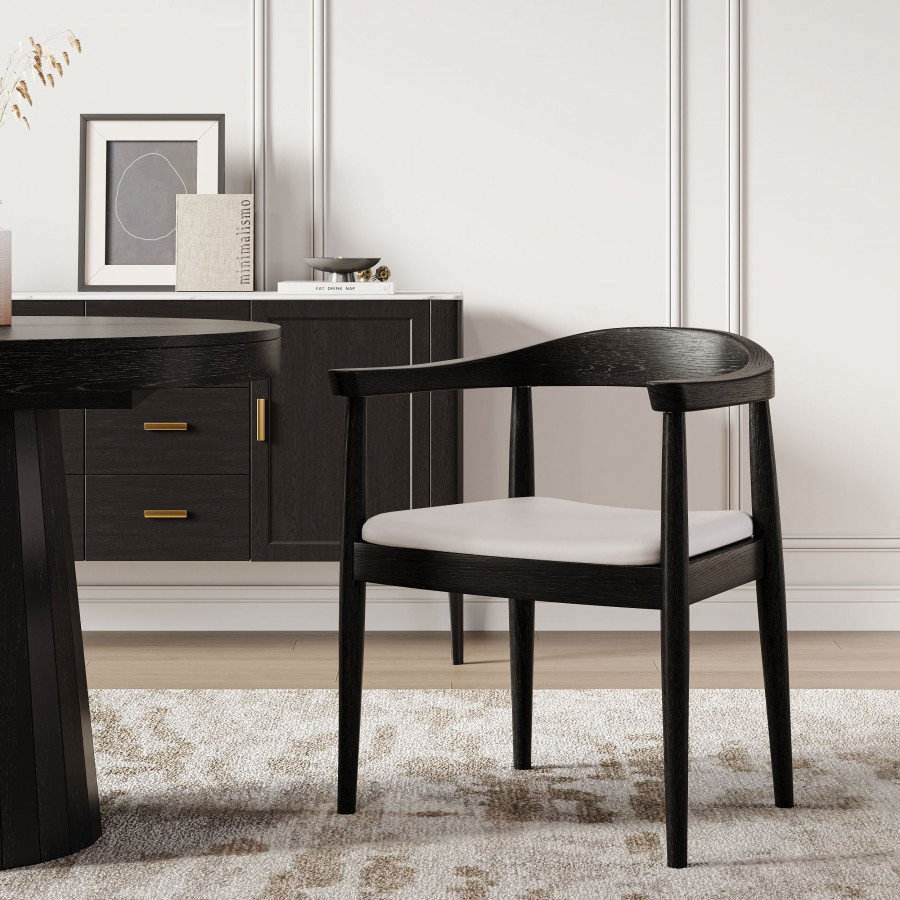 HMR Modern Wood Upholstery Dining Chair - Black, Performance Leather, 1-Piece