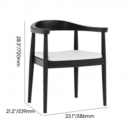 HMR Modern Wood Upholstery Dining Chair - Black, Performance Leather, 1-Piece