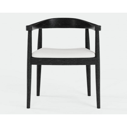 HMR Modern Wood Upholstery Dining Chair - Black, Performance Leather, 1-Piece