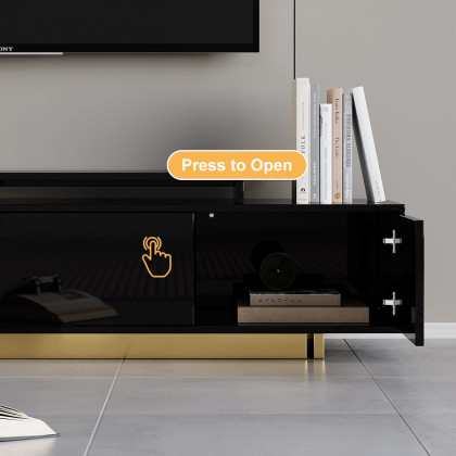HMR Mordelle Glossy Extendable TV Stand & Coffee Table Set - Black, Style A
