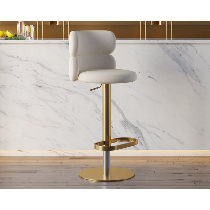 HMR - Affordable Luxury Modern Adjustable Swivel Bar Stools with Velvet Upholstery