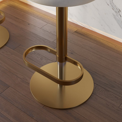 HMR Affordable Luxury Modern Adjustable Swivel Bar Stools with Velvet Upholstery - Beige, 4-Pieces