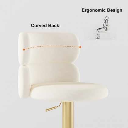 HMR Affordable Luxury Modern Adjustable Swivel Bar Stools with Velvet Upholstery - Beige, 4-Pieces