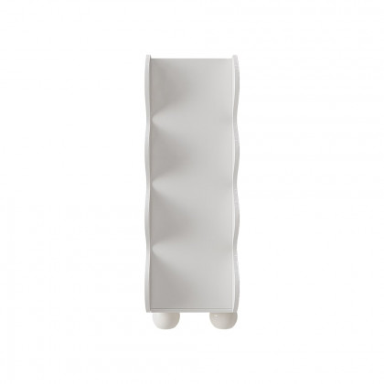 HMR - 37.8" Modern White 15-Pairs Shoe Storage Wave Design Mirror Shoe Cabinet Ample Storage