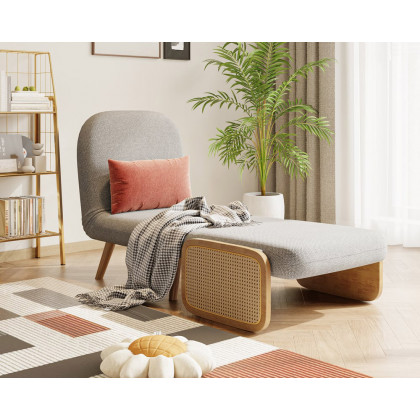 HMR 28" Twin Linen & Rattan Sleeper Sofa Bed Chair - Gray