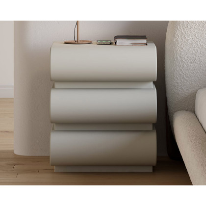 HMR Humply Modern Leather Smart Nightstand with Wireless Charger Drawers - Light Gray, 3-Drawer, Single