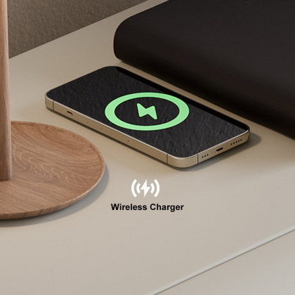 HMR Humply Modern Leather Smart Nightstand with Wireless Charger Drawers - Light Gray, 3-Drawer, Single