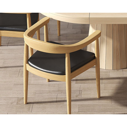 HMR Modern Wood Dining Chairs with PU Leather - Natural, Microfiber Leather, 4-Pieces